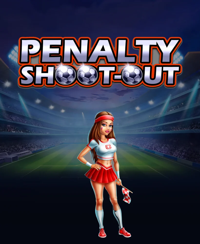 La animadora del juego Penalty Shoot-Out en el estadio con el logotipo
